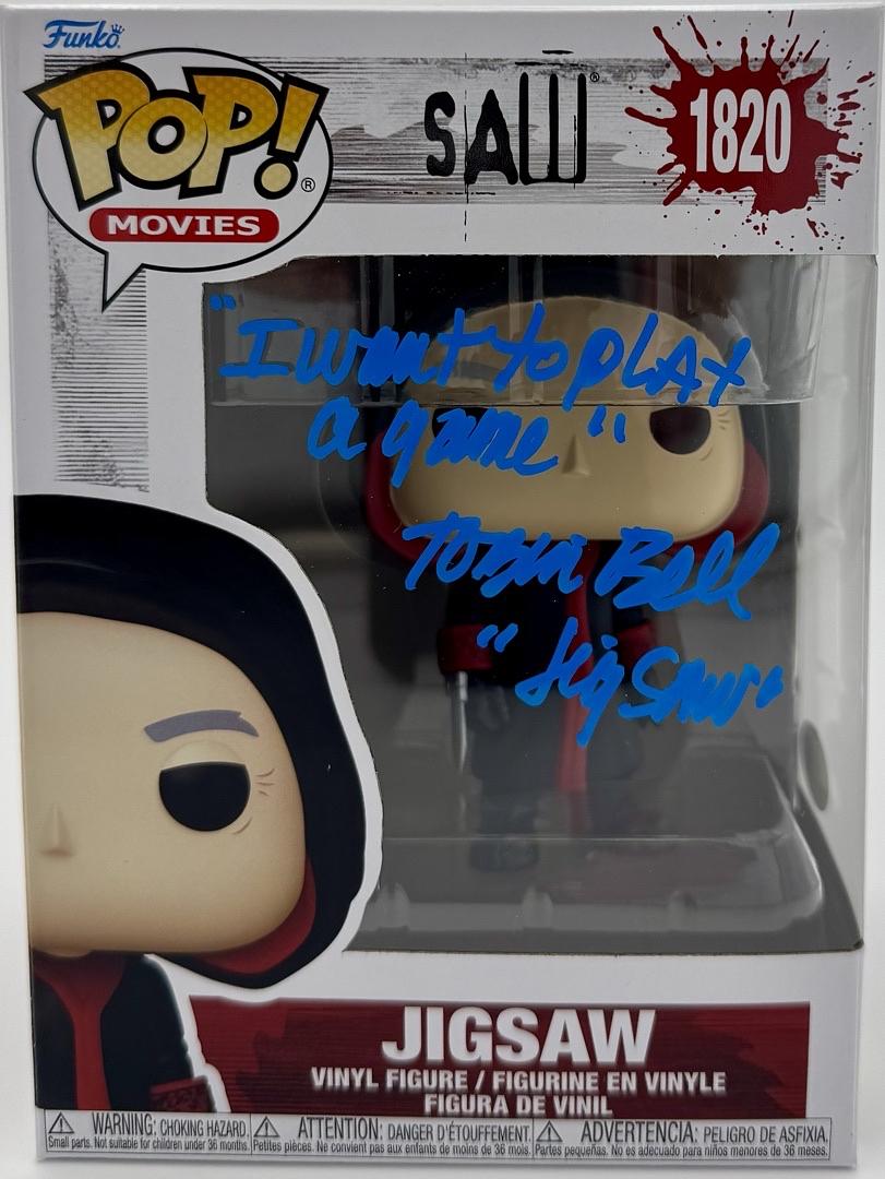 Tobin Bell "Jigsaw" signed Funko Pop #1820 (Saw) w/quote and character name - JSA COA